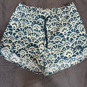 The North Face Women's Navy and Cream Patterned Athletic Shorts